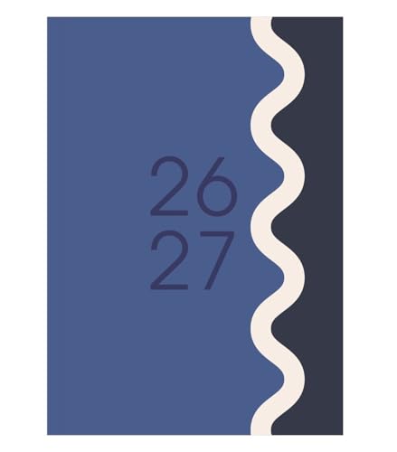 2026-2027 A5 Academic Day a Page Diary – Hardback Mid Year Planner with Coloured Edge – Organiser for Students & Teachers (Dark Blue)