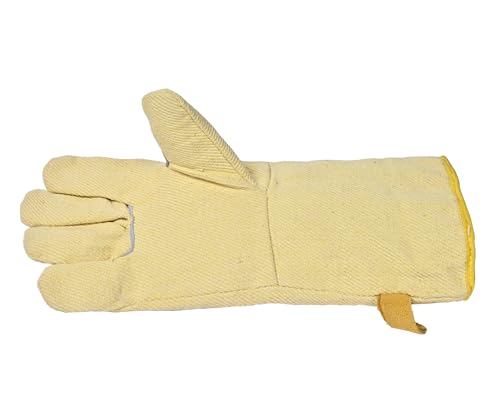 Image of Full Kevlar Aramid Heat Resistant Gloves up to 200C, Heavy Duty Long Cuff Safety Gloves for Furnace, Foundry, Welding & Industrial Work, Pack of 1 Pair