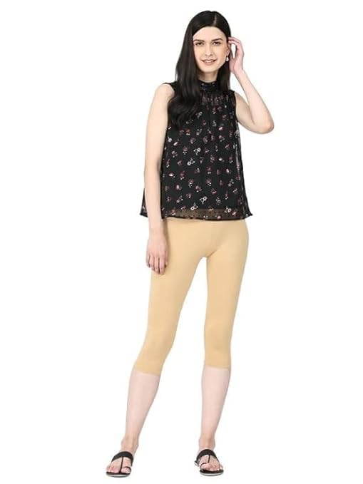 JAGMOOLYA Products Premium Stretchable Cotton Capri Legging for Women | Suitable for Formal wear & Casual wear | High-End Elastic Makes. The Leggings (Size Fit-Small to Large) (Skin)-picture-22