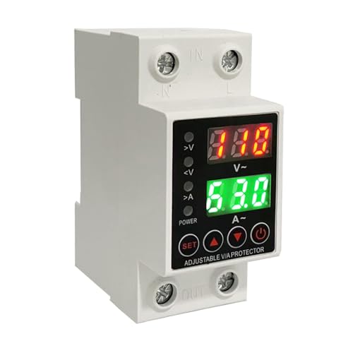 Aeliussine 63A Smart Voltage Protector 110V 220V LCD Display Adjustable Over/Under Voltage Protection DIN Rail Mount