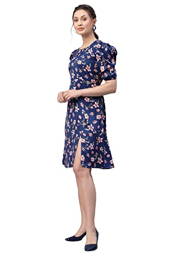 Image of SIRIL - Women's Digital Print Half Sleeve Mini Crepe Dress