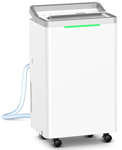 HOPSEN 34 Pints/Day Dehumidifier for Basement, 2500 Sq. Ft Dehumidifiers for Home with Drain Hose,...