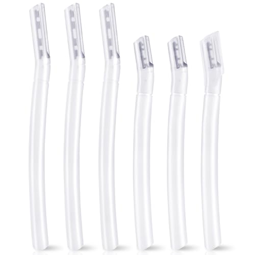 Image of 6 PCS Eyebrow Razor Set, Transparent Face Razor for Women and Men, Multipurpose Dermaplaning Tool, Eyebrow Hair Trimmer, Face Shaver with Protective Cover, 3 Pcs Long Handles and 3 Pcs Short Handles
