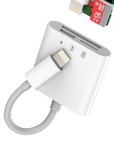 Lettore Schede SD Card Micro SD per Lightning Porta di Ricarica 3in1 per iPhone iPad per Apple Adattatore Fotocamera Macchina Fotografica Memoria Esterno Trasferire Adapter Multifunzione