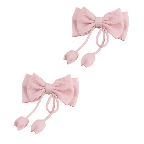 Lot de 2 embrasses de rideaux roses avec nœud papillon - Accessoires de décoration de fête de mariage - Installation facile - Supports de rideaux