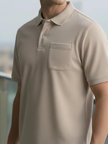 Image of Lux Cozi Men's Cotton Blend Polo T-Shirt with Chest Pocket | Collar T-Shirts for Men | Half Sleeves | Plain - Regular Fit (Pack of 2)