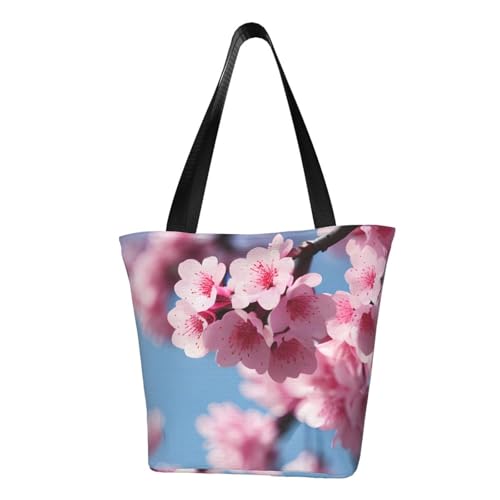 Cherry Blossoms Print Comfortable Shoulder Bag Summer HandbagTravel Beach Work Daily Use Versatile Carry
