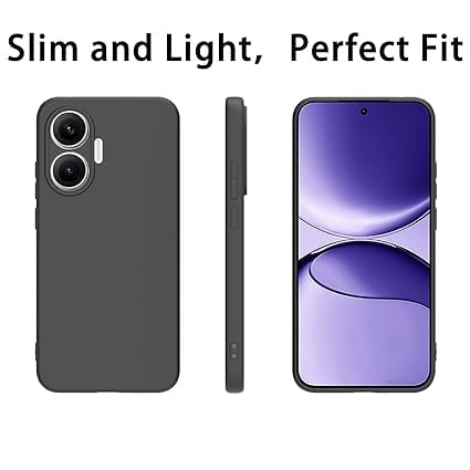 Image of Designerz hub Poco F7 5G Back Cover | Soft Silicone Slim Back Case Cover for Poco F7 5G- Black