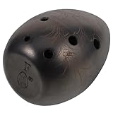 HEATSHAKING 初心者向け8穴洋ナシ型黒陶器オカリナ牡丹Fメジャーセット 滑らかな表面仕上げと軽量設計 学習に 管楽器入門用楽器として音楽教育