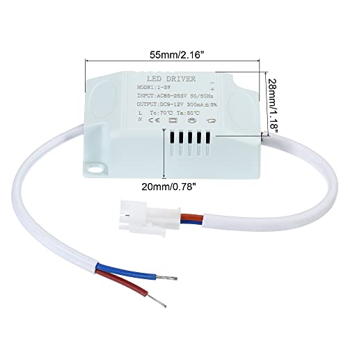 Image of PATIKIL 1-3W 300mA LED Driver, 5 Pack AC 85-265V Output 9-12V DC Male Connector Constant Current Rectifier Transformer External Power Supply