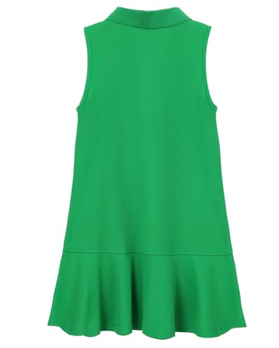 Image of YEXPINE Women's Sleeveless Polo Dress Ruffle Hem Lapel V Neck T-Shirt Summer Mini Dresses