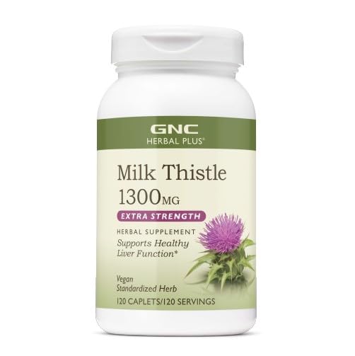 GNC Herbal Plus Milk Thistle 1300mg, Extra Strength, 120 Caplets 120 Count (Pack of 1)