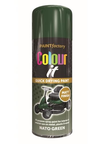 RAPIDE PF Colour It Spray Matt NATO Green 400ML - Quick-Drying High-Performance Spray Paint | Interior & Exterior Use | Ideal for Metal, Plastic, and Wood Surfaces