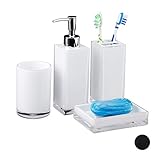 zahnputzset kinder 4-teiliges Set: Moderne Badaccessoires im praktischen Set - Optisch aufeinander abgestimmtes Badzubehör aus Kunststoff - In Hochglanz Weiß