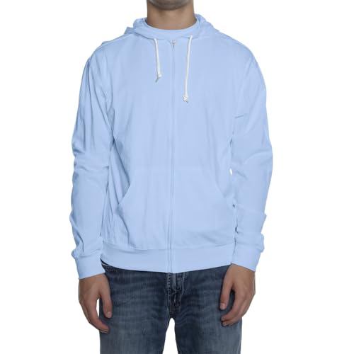 Men's Zip-up Hooded Sweatshirts Full-Zip Hoodie Long Sleeve Solid Color Drawstring Casual Hoodies for Men with Pocket