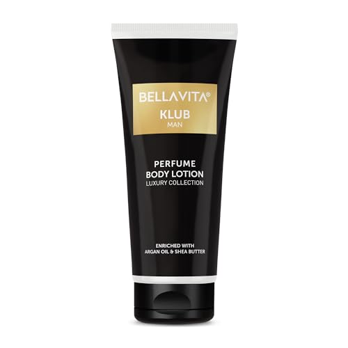 Image of Bella Vita Luxury KLUB Man Body Perfume Lotion for Nourishing, Hydrating, Soft, Supple, Healthy Skin with Argan Oil and Shea Butter 200 ml