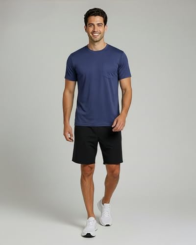 Image of Real Essentials 4 Pack: Men's Dry-Fit Short Sleeve Pocket Crew Performance Athletic T-Shirt (Available in Big & Tall)