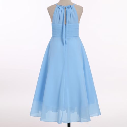 IBTOM CASTLE Flower Girls Dress Halter Pleated Chiffon Junior Bridesmaid Dress Wedding Flowy A-line Party Pageant Prom Dress4