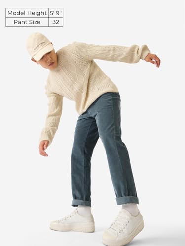 Image of The Souled Store Men and Boys Buttoned Regular Fit Cotton Blend Corduroy Pants