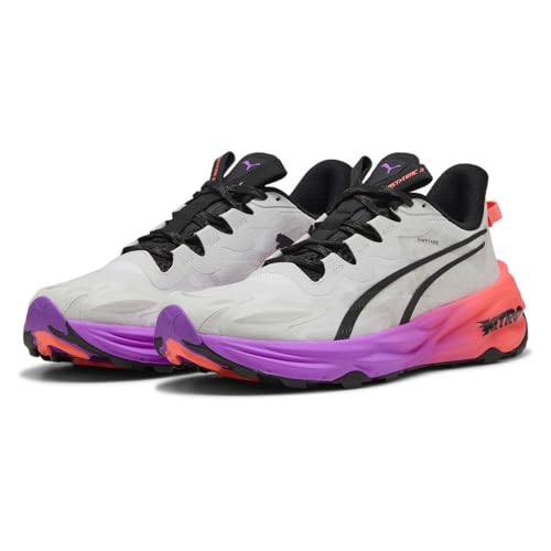 PUMA Hombres Fast-Trac Nitro 3 Zapatillas para Correr Zapatilla Trail Feather Gray-Glowing Red-Pure Magenta - Gris 42