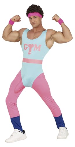 FIESTAS GUIRCA | Costume de Gymnaste Étirement (48-50/M) - Combinaison et Ceinture - Costumes de Sport et Années '80 pour Carnaval, Fêtes Déguisées et Enterrements de Vie de Garçon - Adulte Homme