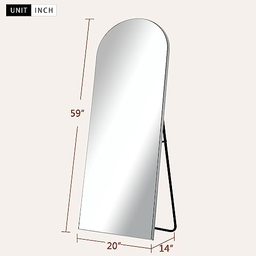 Image of Pexfix Arched Full Length Mirror Arched Wall Mirror Floor Mirror with Stand Contemporary Full Length Mirror with Silver Wood Frame, 59 inchx20 inch