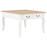 Homgoday Mesa de café blanca 80 x 80 x 50 cm de madera, mesa auxiliar de salón, mesa de salón, mesa para oficina, dormitorio, jardín