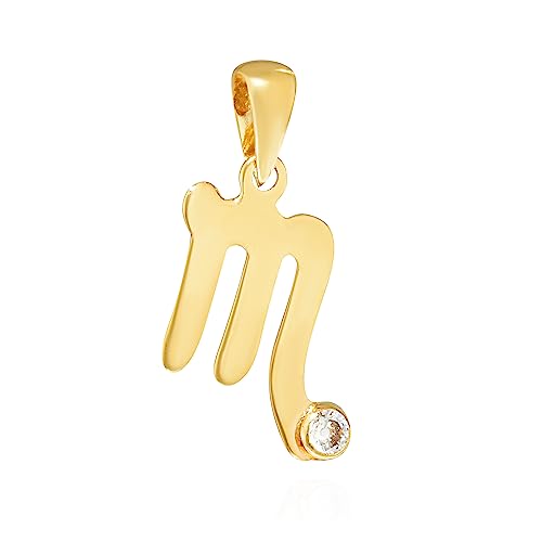 NKlaus Pendentif Signe du zodiaque Scorpion 333 Or jaune 8 carats zirconium blanc Talisman 14510