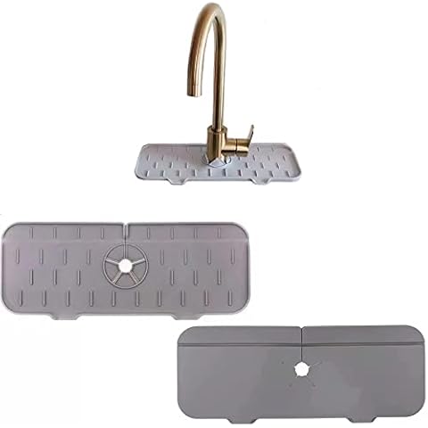 Silicone Faucet Mat for Kitchen Sink,Faucet Drip Catcher,Sink Splash Guard,Water Drying Pad for Farmhouse,Bathroom,Kitchen Countertop Cover