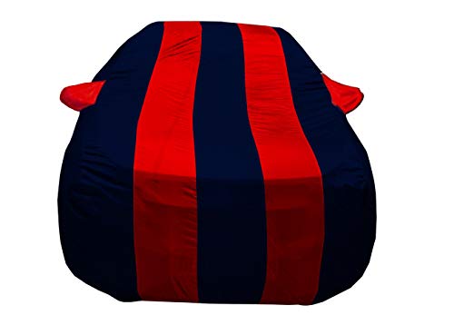 Image of Auto Hub Car Cover Compatible with Jetta with Weather Proof, Mirror Pocket, Triple Stitched, Jetta Car Cover- Navy-Red