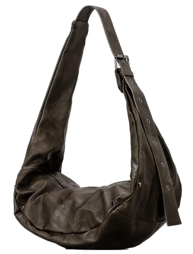 Women's Y2k Dumpling Shoulder Tote Bag Large Vegan Leather Crossbody Purse Punk Handbag Purses Vintage Satchels