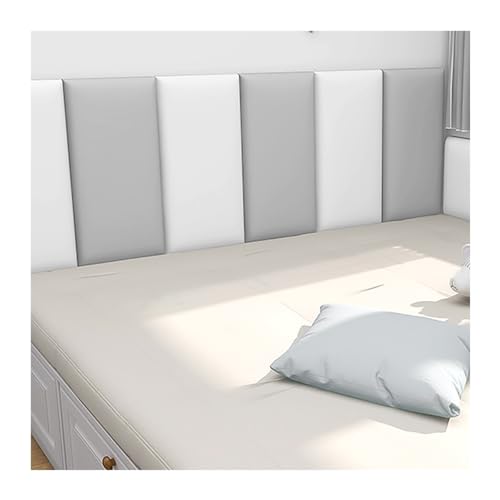 XLIHAWY 3D Anti-Collision Wall Padding, Peel and Stick Decorative Pholstered Wall Panels, Removable Bedside Protective Wall Cushion(Grey-8x19.7in,5pcs)