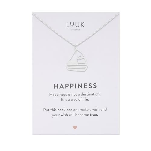 LUUK LIFESTYLE Collana moderna in acciaio inossidabile con ciondolo, lunghezza regolabile 50 cm, gioiello regalo per la migliore amica, barca a vela, argento