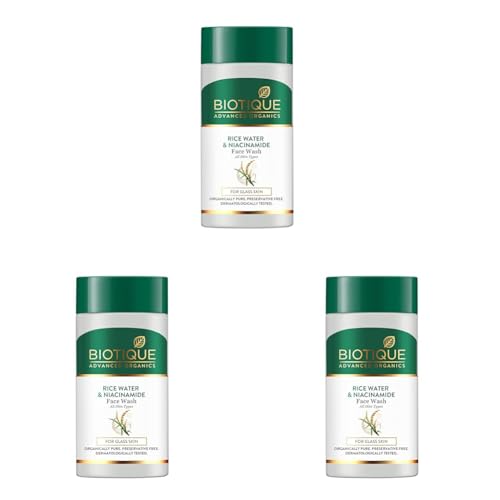 Image of Biotique Rice Water & Niacinamide Gel Face Wash Removes Excess Oils & Reduce Blemishes of the Skin | Glass Skin | For Men & Women - 25ml (Pack of 3)