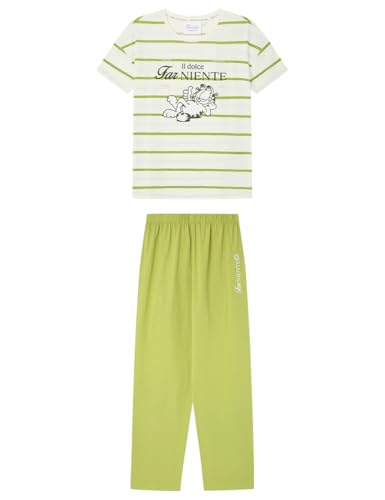 Women'secret Long Pyjama MULTILICENSE Pause Garfield Pijamas, Blanco, L para Mujer