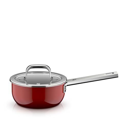 WMF Fusiontec Mineral Pro, Stielkasserolle mit Deckel, 16 cm, langlebiges, kratzfestes Material, kleiner Topf, für alle Herdarten geeignet, Made in Germany, Passion Red, 0519565290
