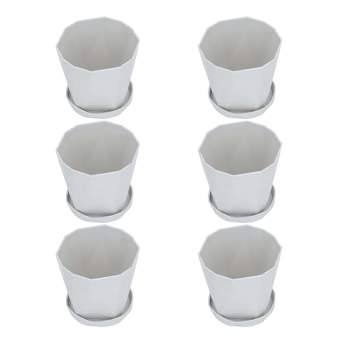 Maceta Pequeña de Plástico, Maceta Pequeña Fácil de Limpiar, 6 Piezas, Resistente para Exteriores (Gris Claro)