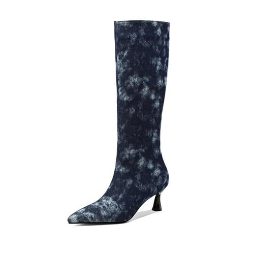 Bottes mi-mollet à talon aiguille de 6cm et bout pointu élégant en similicuir noir
