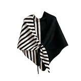 Wzmzjy Damen Dreieckstuch Gestreift Warm und Weich Schal für Kleider Frühling Herbst Winter, schwarz / weiß, 180 cmx75 cm