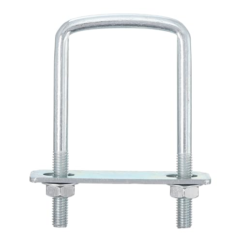 Image of uxcell Square U-Bolts, 8 Sets 50mm Inner Width 100mm Length M8 Zinc-Plated Carbon Steel U Clamp Bolt with Nuts and Plates, for Boat Trailer