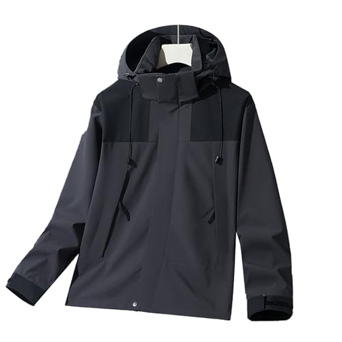 RUMAOZIA Chaqueta de senderismo ligera para hombre, transpirable, chaqueta de softshell, chaqueta de gran tamaño, chaqueta cortavientos, de manga larga, holgada, chaqueta de entretiempo, informal