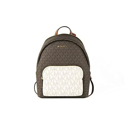 Michael Kors Erin medium ryggsäck PVC läder MK signatur vanilj brun multi