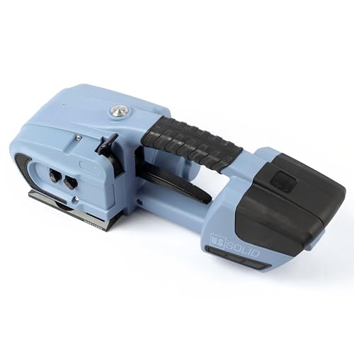 U.S. Solid Elektrische Umreifungsgerät mit 2x4000mAh Akku, für 13-16 mm PP/PET-Bänder, Vollautomatisch Umreifungsmaschine für Kartonpaletten
