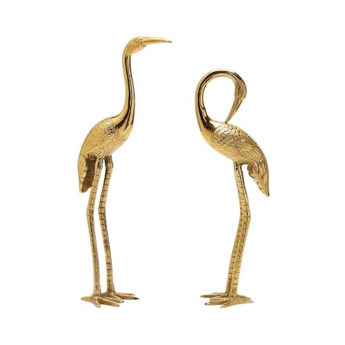 Set de 2 esculturas de grulla doradas miniatura 1