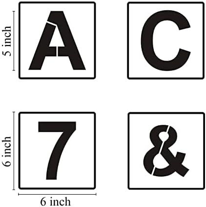 Alphabet Letter and Number Stencils 6 Inch - 40 Pack Large Letters and Numbers Stencil Templates with Signs for Painting on Wood, Reusable Number Letter Stencils for Chalkboard Signs & Wood Wall Art