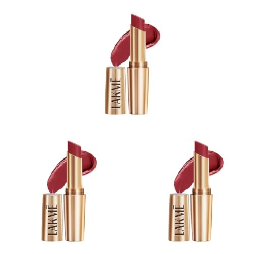 Image of Lakme Powerplay Priming Matte Lipstick, Smooth Matte Finish, Lightweight Lipstick, Smudgeproof, Lasts 16hrs, Hydrates Lips, Cherry Chic, 3.6g (Pack of 3)