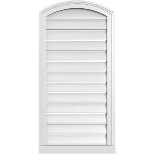Ekena Millwork GVPAR20X4003SF Arch Top Surface Mount PVC Gable Vent, Factory Primed White
