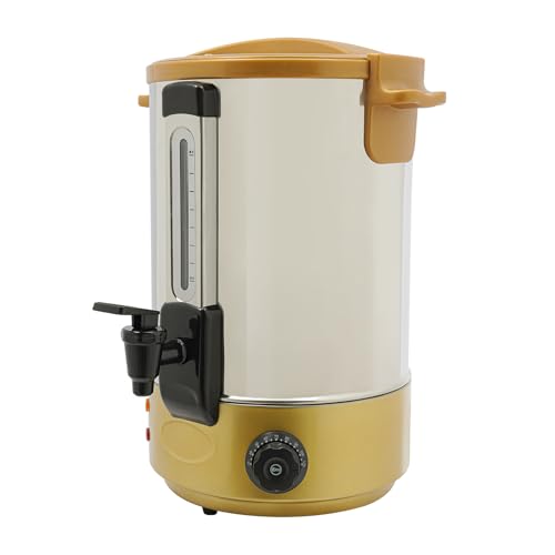 Commercial Grade Stainless Steel Electric Hot Water Dispenser Coffee Urn, Insulated Beverage Machine with Spigot Heat Preservation Bucket for Coffee Catering Restaurant (Gold, 3.43 Gal)