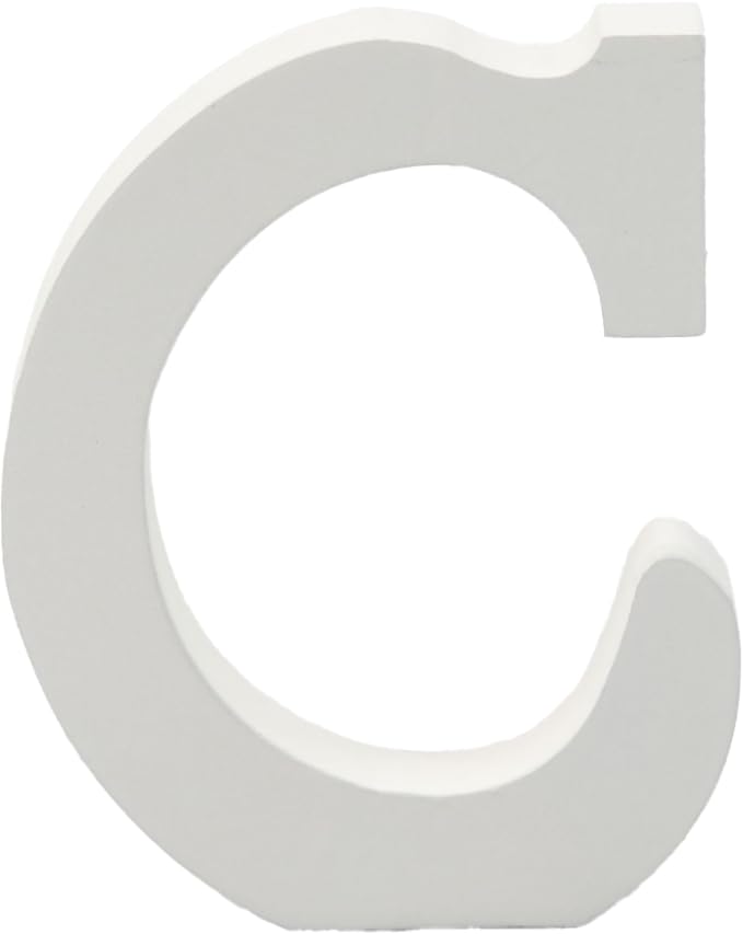6 Inch White Decorative Wooden Letters and Numbers (C)