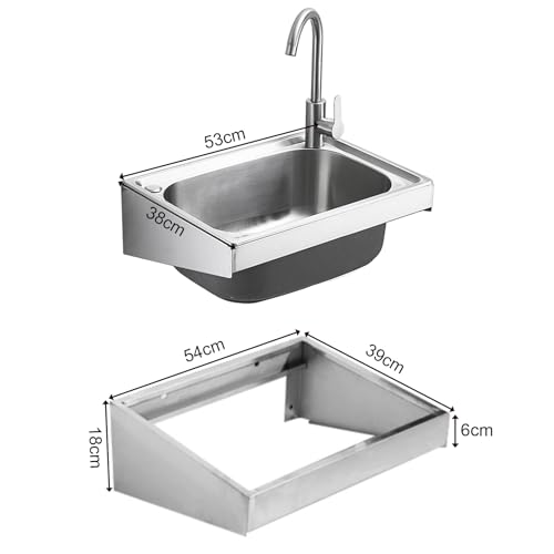 Évier compact acier inoxydable eau chaude froide suspendu pour salle de bain et cellier - 3